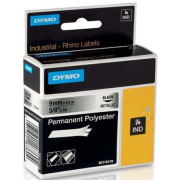 páska DYMO 18485 PROFI D1 RHINO Black On Metallic Permanent Polyester Tape (9mm)