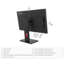 LENOVO LCD ThinkVision T27QD-40- 27",IPS,mat,16:9,2560x1440,178/178,4/6ms,350cd/m2,1500:1,CAM,DP