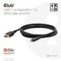 Club3D Kabel USB-C na DisplayPort 2.1 DP54 Bi-Directional, 8K120Hz, 4K480Hz, 2m