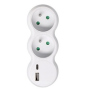 Solight rozbočka s USB A+C nabíječkou, 2 x 10A, bílá