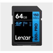 Lexar SDXC 800x Pro UHS-I cards, C10 (V30) U3, R150, 64GB